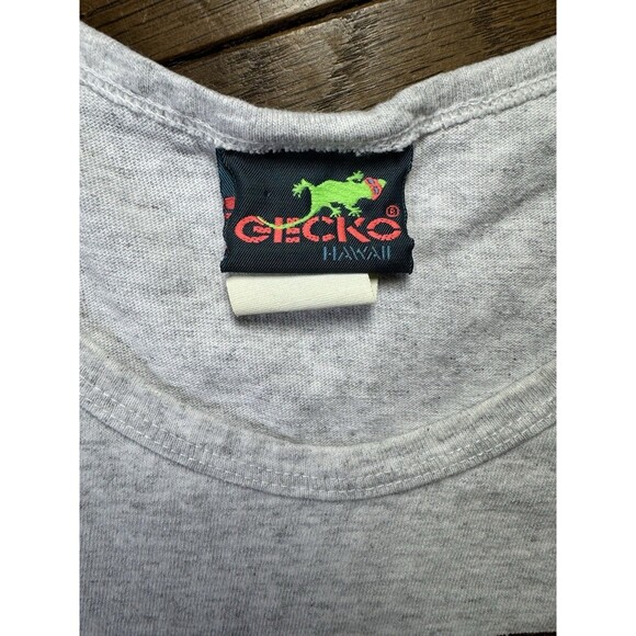Vtg Gecko Hawaii Tank Top Mens XL Grey EUC Single Stitch USA Surf Island - Picture 4 of 8